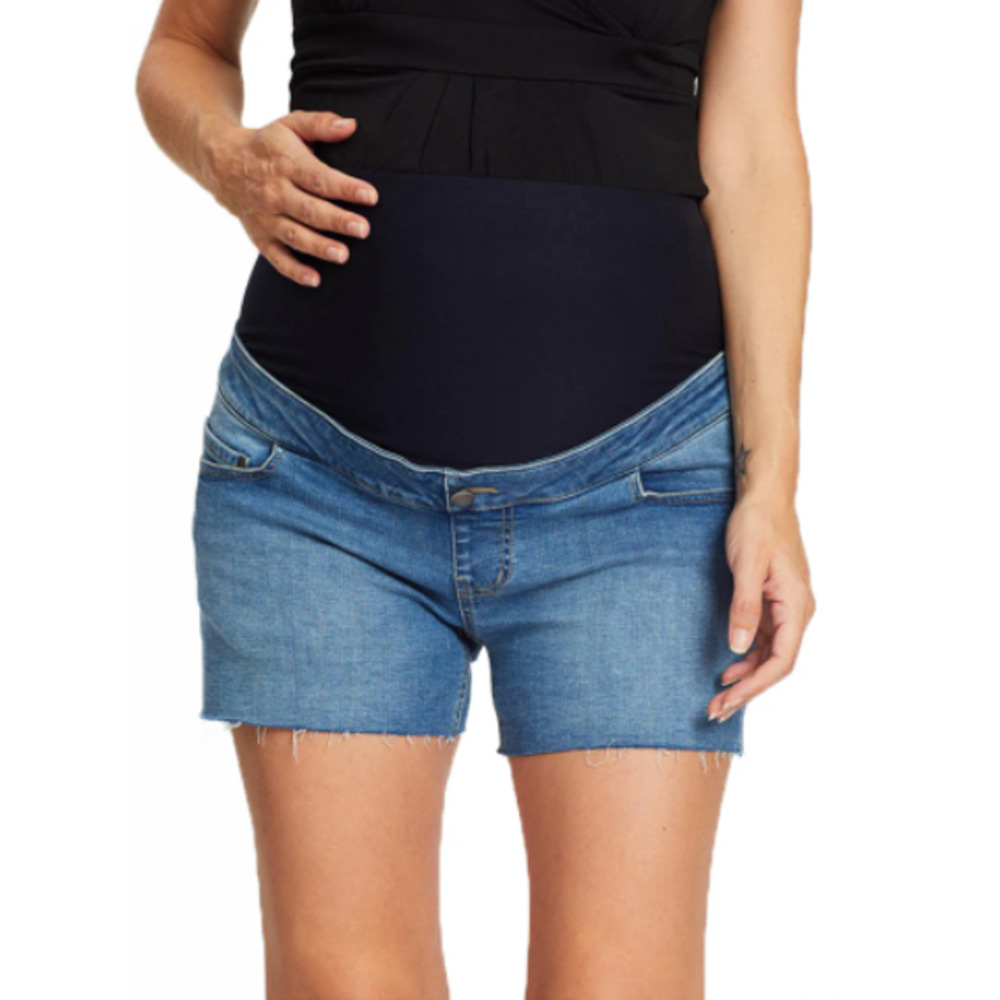 Angel Maternity Over The Bump High Waist Denim Shorts